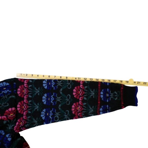 DEANS OF SCOTLAND Vintage Heavyweight Wool Cardigan Stunning Flower Pattern #910 - Picture 7 of 10